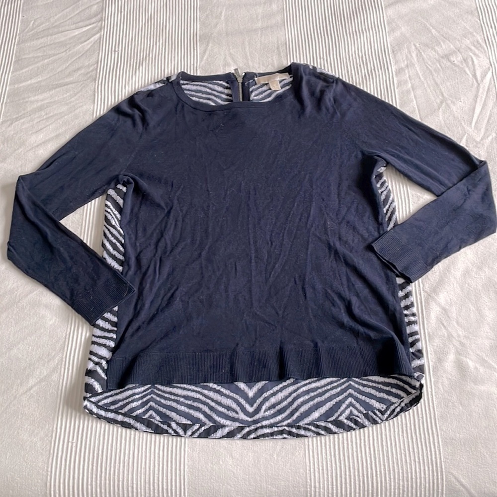 Michael Michael Kors Zebra Print Mixed Media Top Size Medium